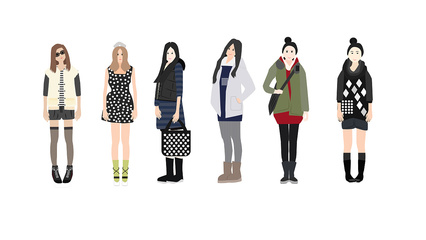 時尚女生服裝搭配人物插畫 以畫筆勾勒穿搭美學